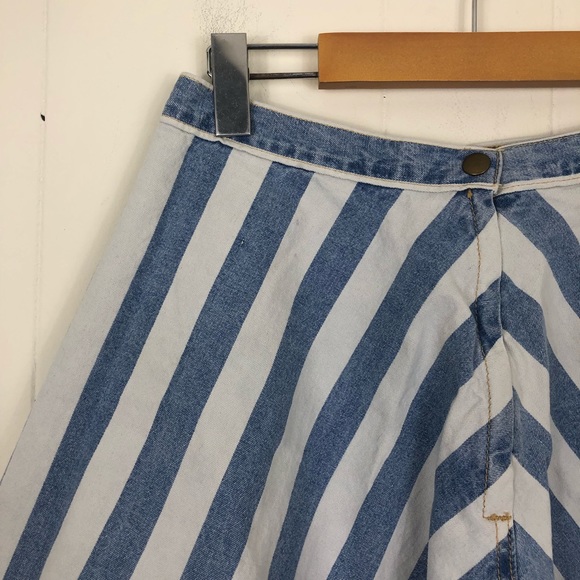 American Apparel Striped Denim Circle Skirt Sz L - Picture 5 of 12